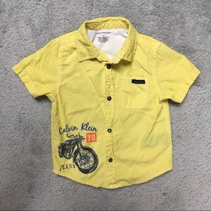 Calvin Klein Yellow Button-Down T-Shirt, Size 4T